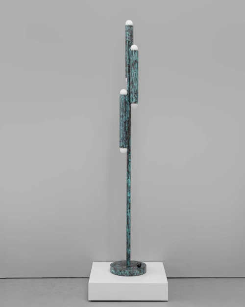 Vesta brass Floor Lamp in verdigris ash finish handcrafted by Schwung