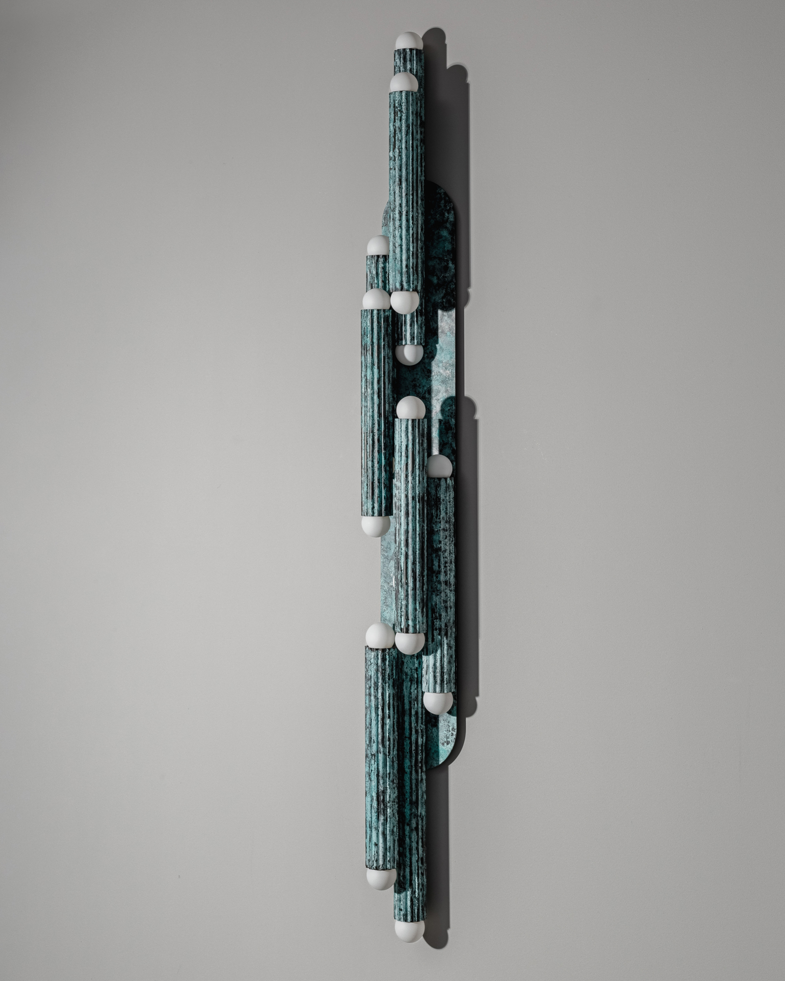 Vesta Legion LG brass Wall Sconce/Flush Mount in verdigris ash finish handcrafted by Schwung