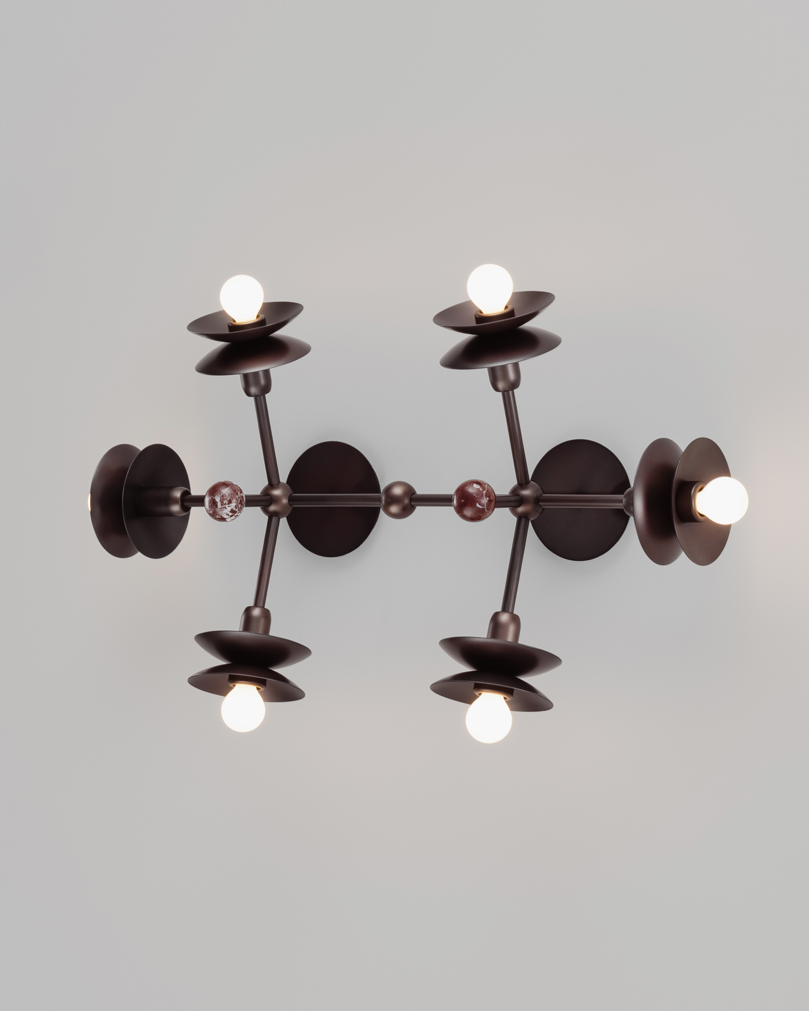 Babylon Horizon brass and marble Wall Sconce/Flush Mount in classic bronze finish handcrafted by Schwung