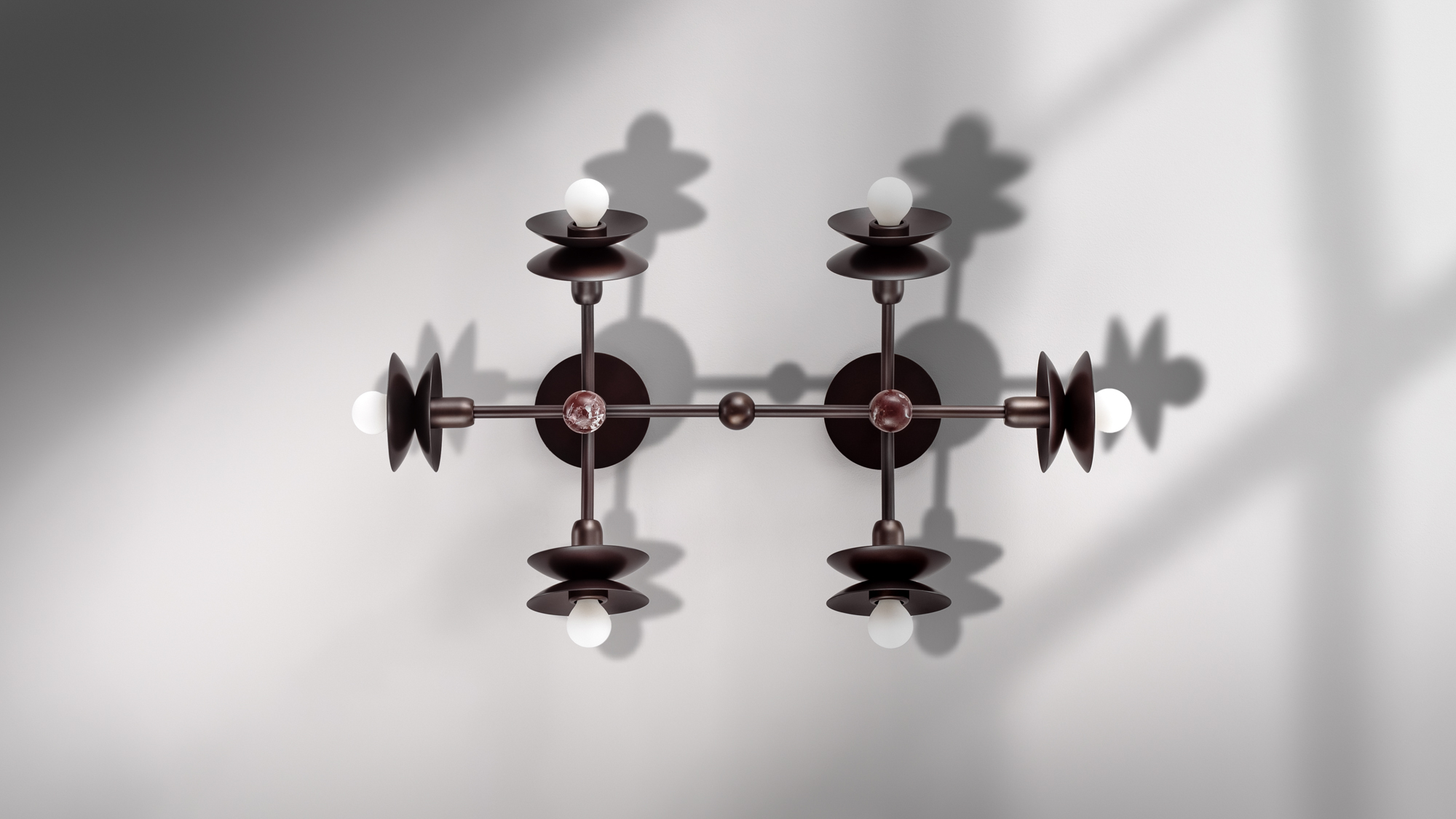 Babylon Horizon brass and marble Wall Sconce/Flush Mount in classic bronze finish handcrafted by Schwung