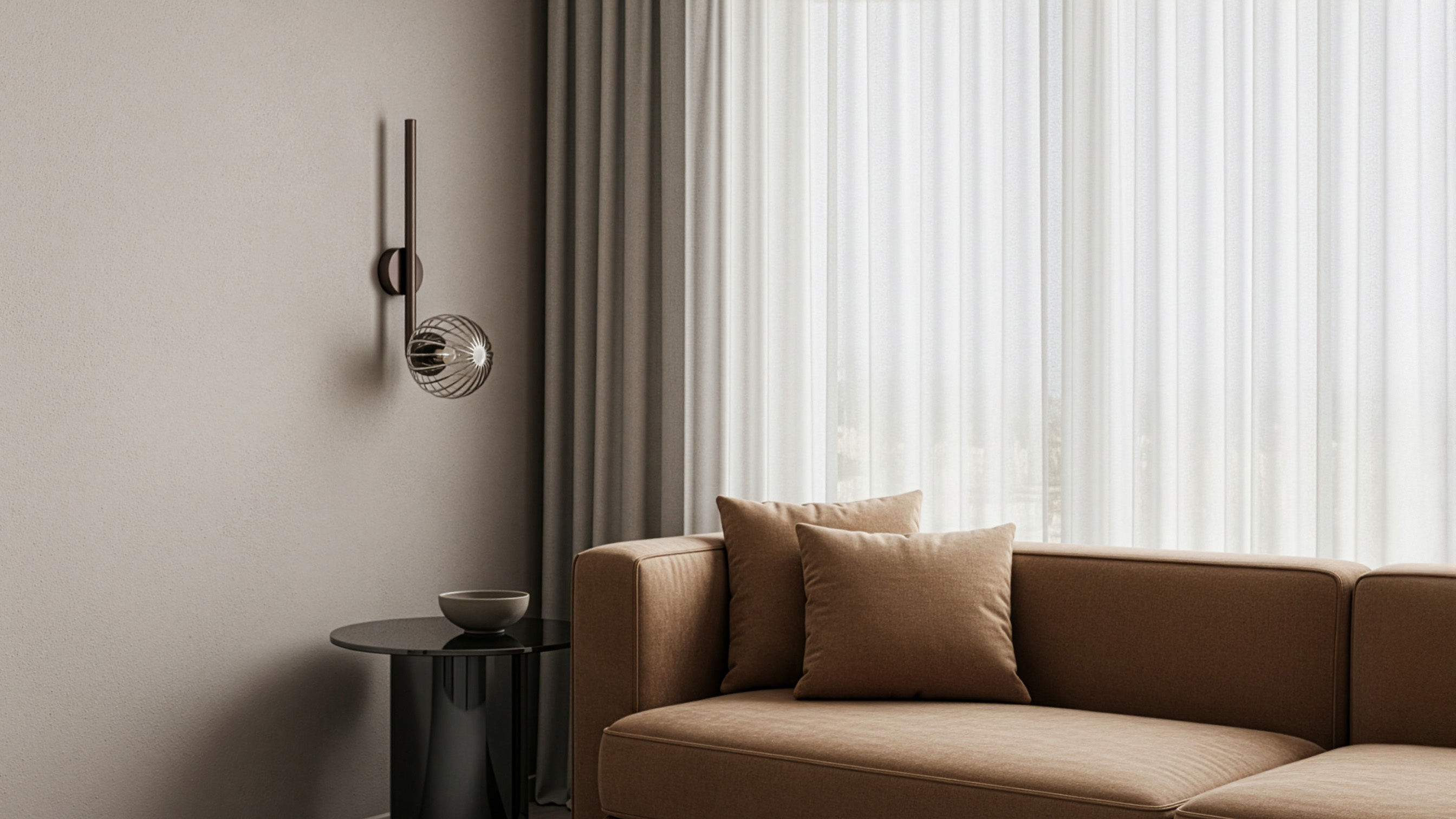 Tubular LG brass and glass Wall Sconce in classic bronze finish handcrafted by Schwung