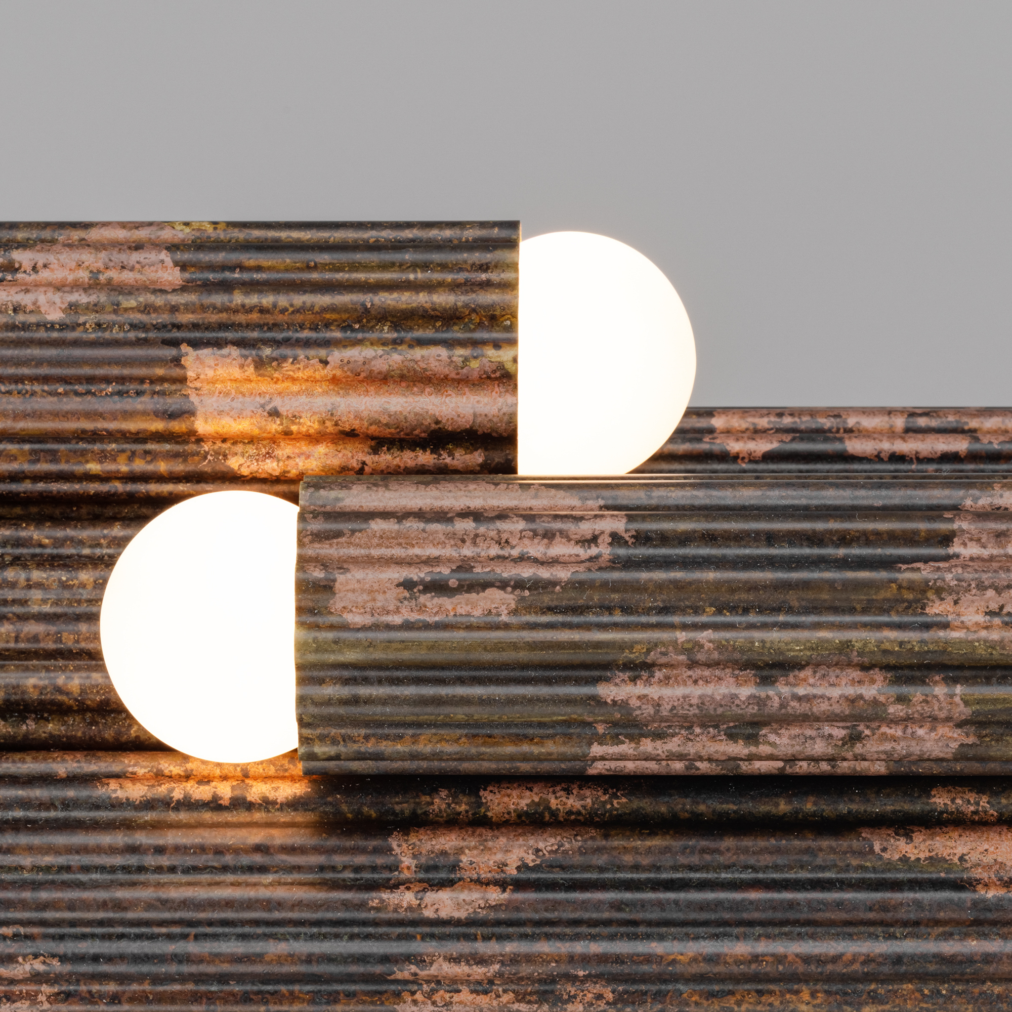Close-up of brass elements in Vesta Legion Linear showcasing the lighting detail by Schwung.