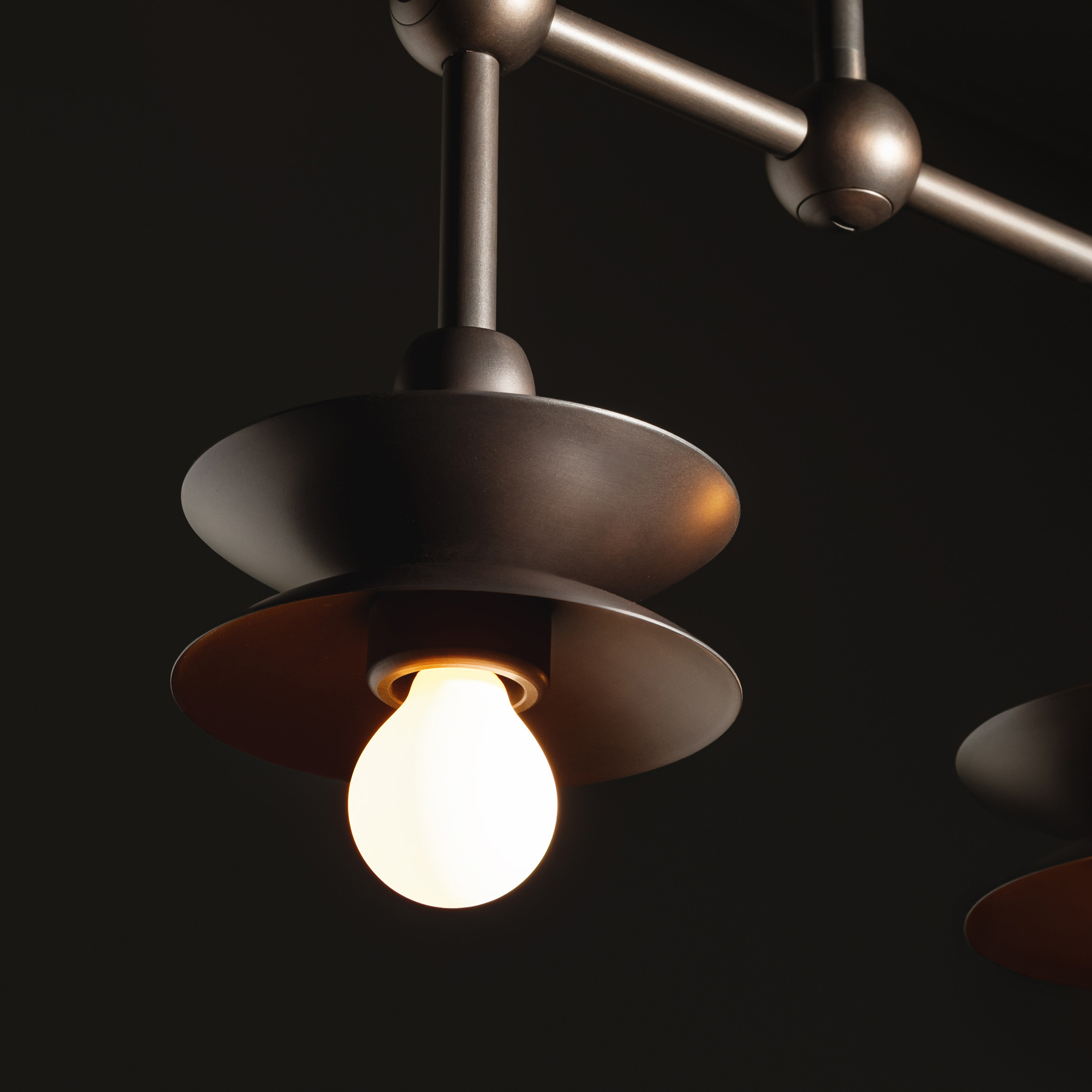 Babylon Double brass and marble pendant in classic bronze  finish handcrafted by Schwung