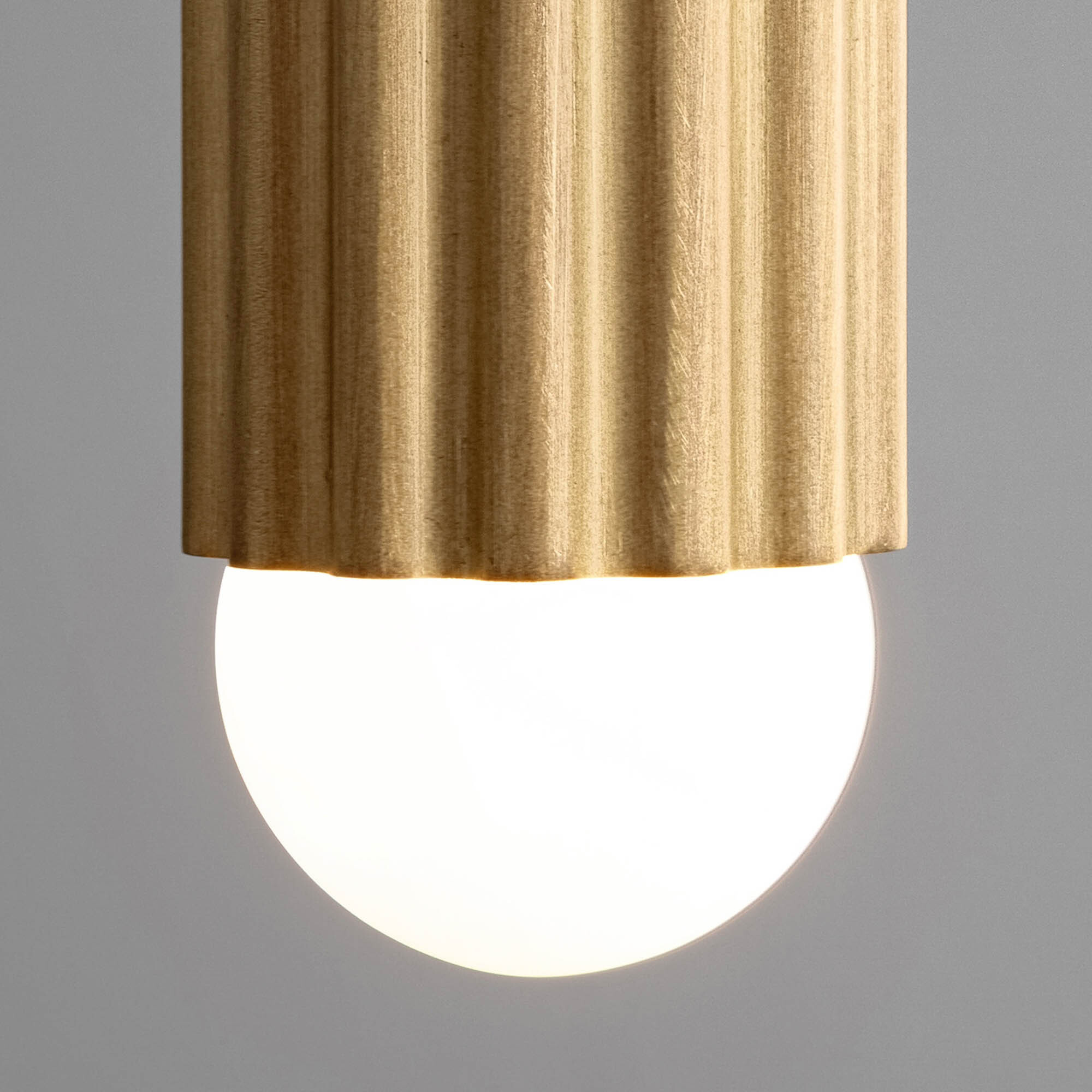 Vesta Single LG brass Pendant in lacquered burnished brass finish handcrafted by Schwung