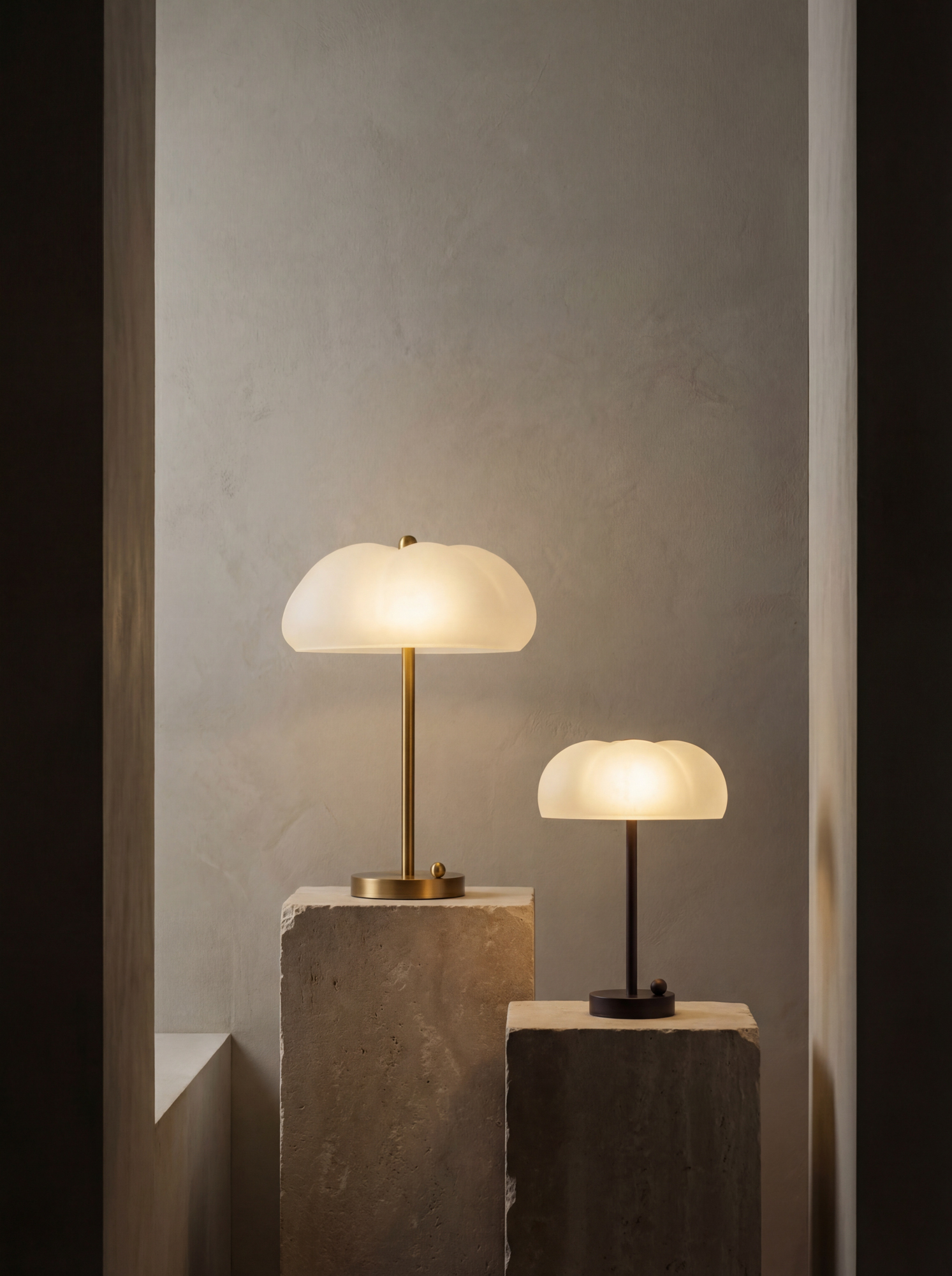 Hana MD brass and glass Table Lamp in Classic Bronze finish handcrafted by Schwung