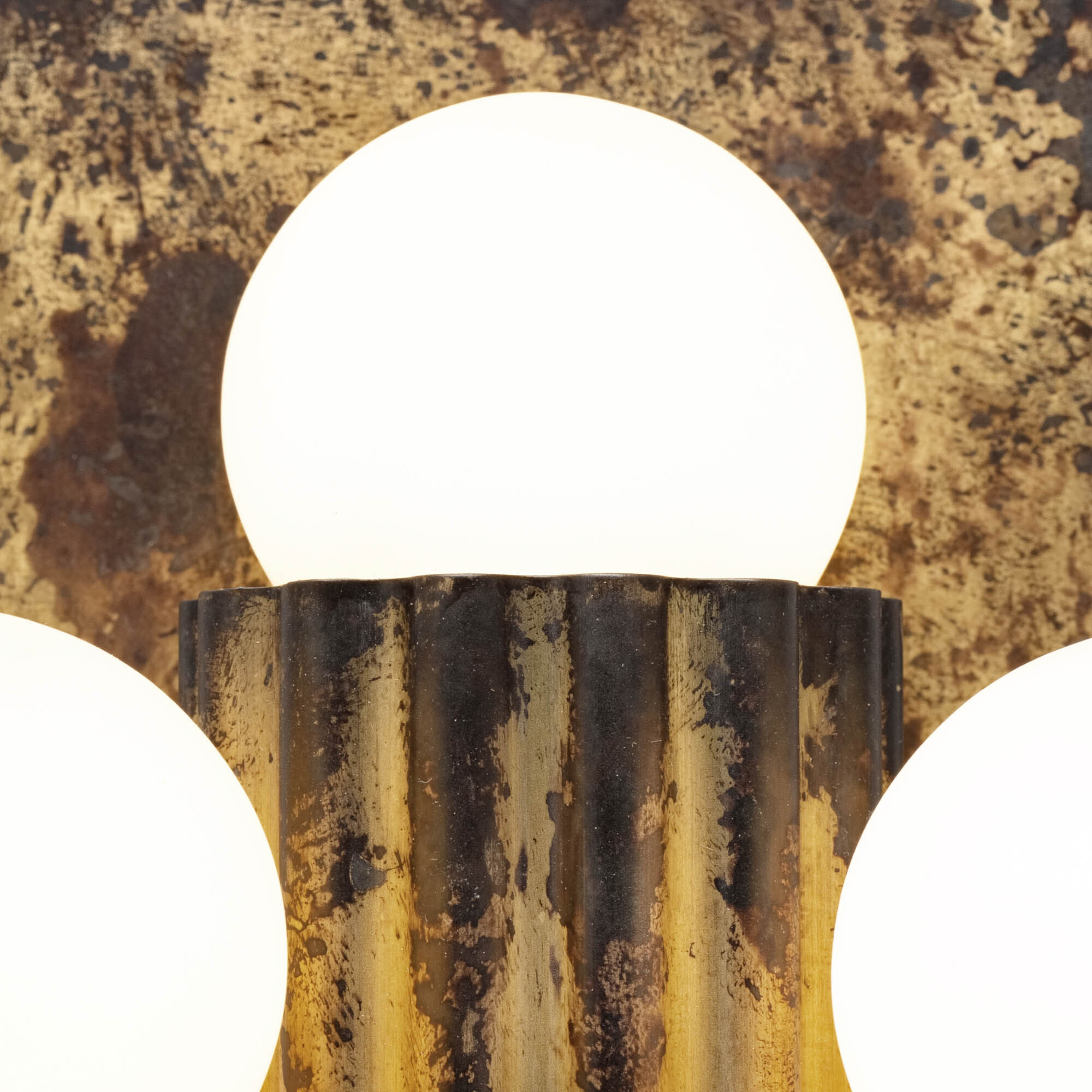 Vesta Triple brass Wall Sconce/Flush Mount in shadowed gild  finish handcrafted by Schwung