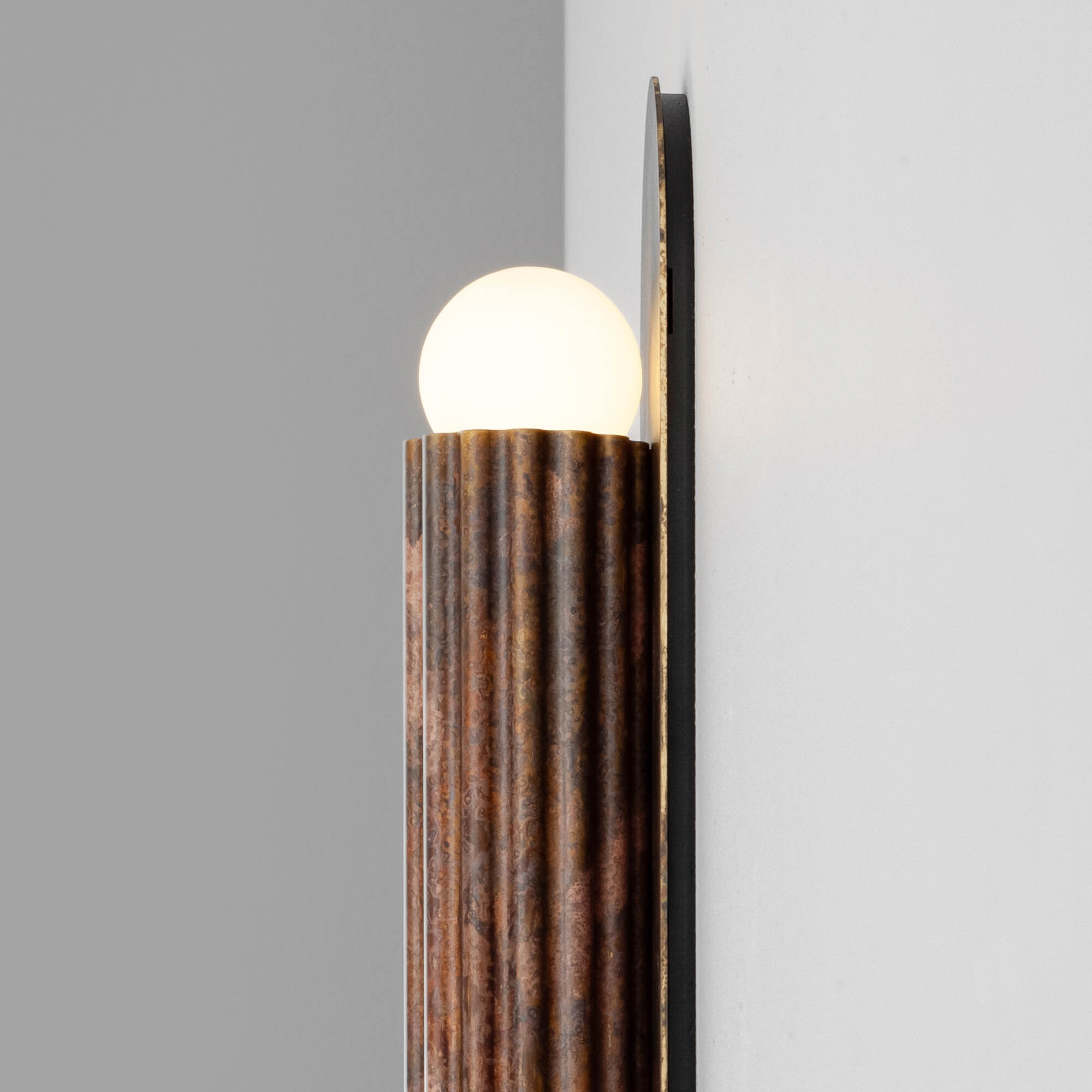 Vesta LG brass Wall Sconce/Flush Mount in rose ash  finish handcrafted by Schwung