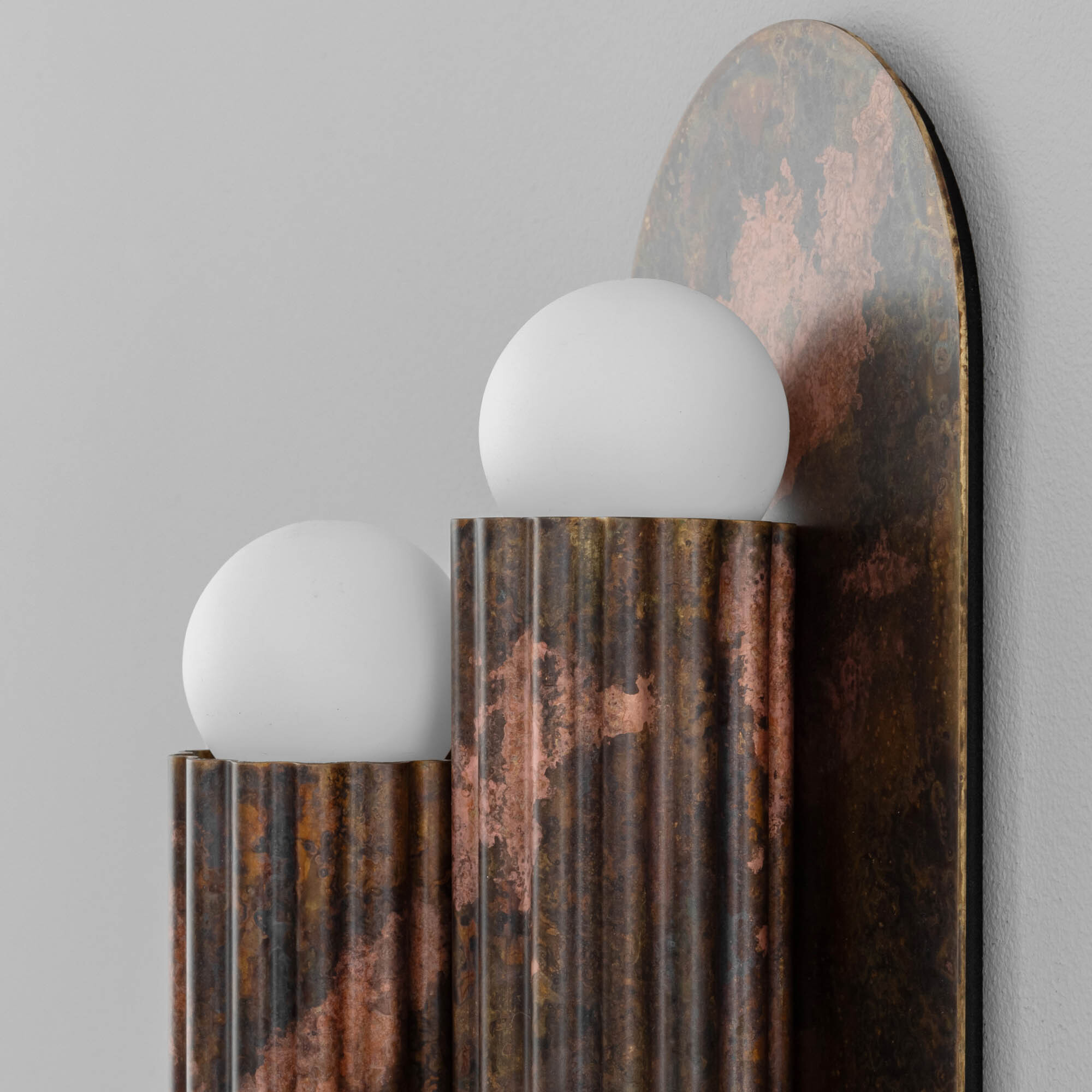 Vesta Triple 2 brass Wall Sconce/Flush Mount inshadowed gild finish handcrafted by Schwung