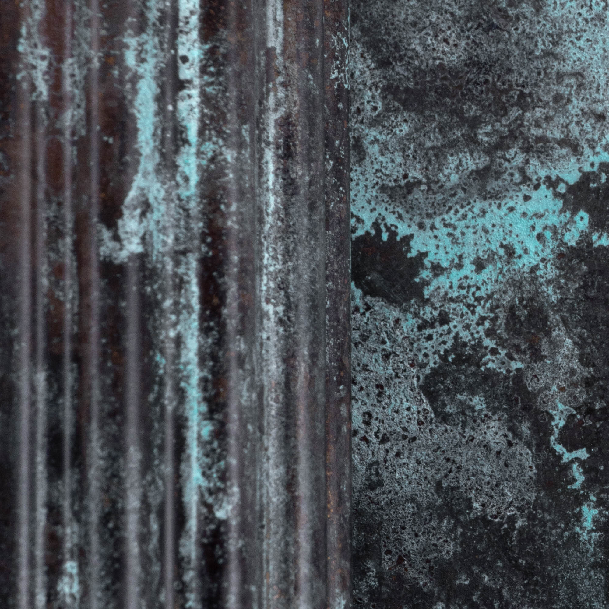 Vesta XLG brass Wall Sconce/Flush Mount in verdigris ash finish handcrafted by Schwung