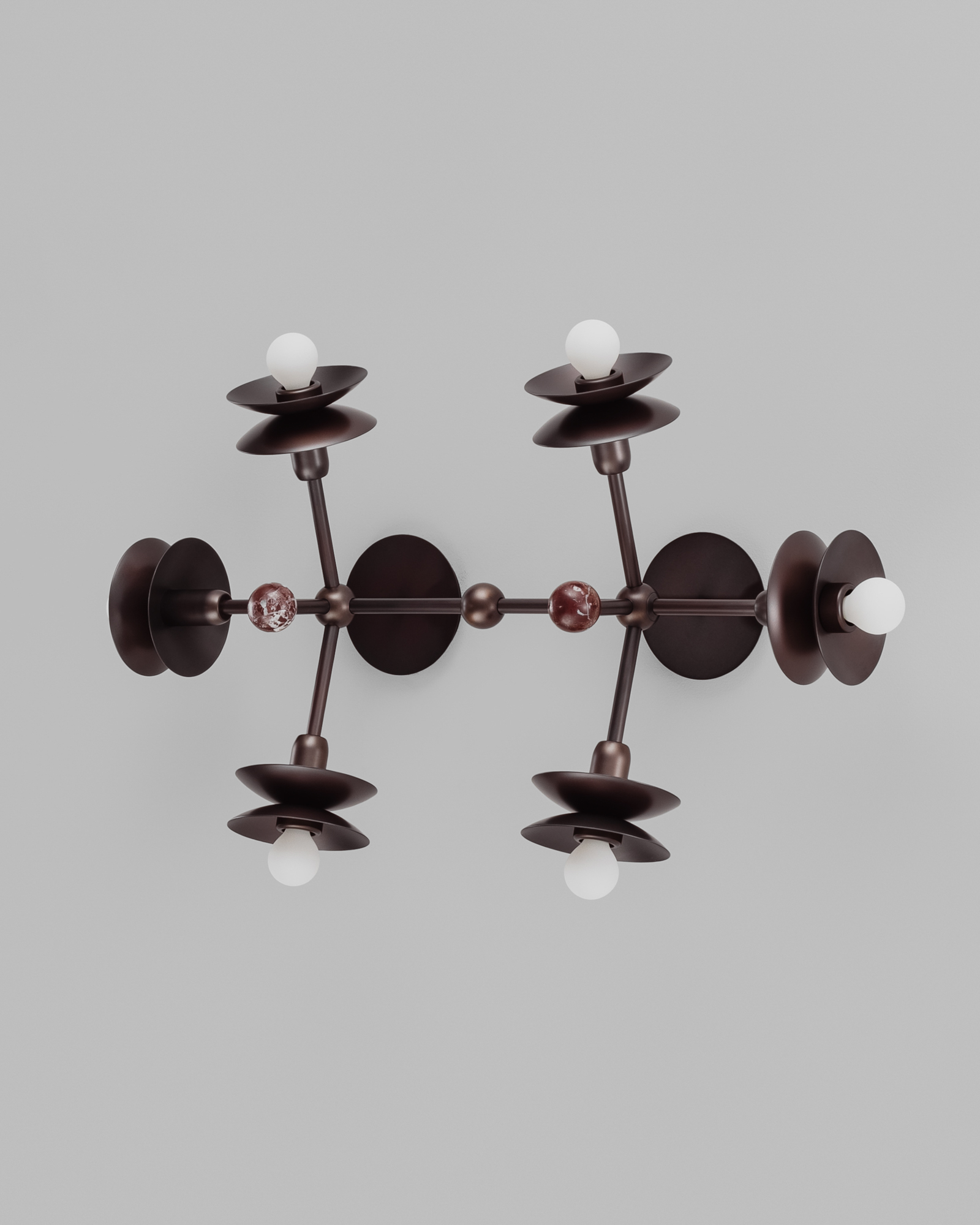 Babylon Horizon brass and marble Wall Sconce/Flush Mount in classic bronze finish handcrafted by Schwung