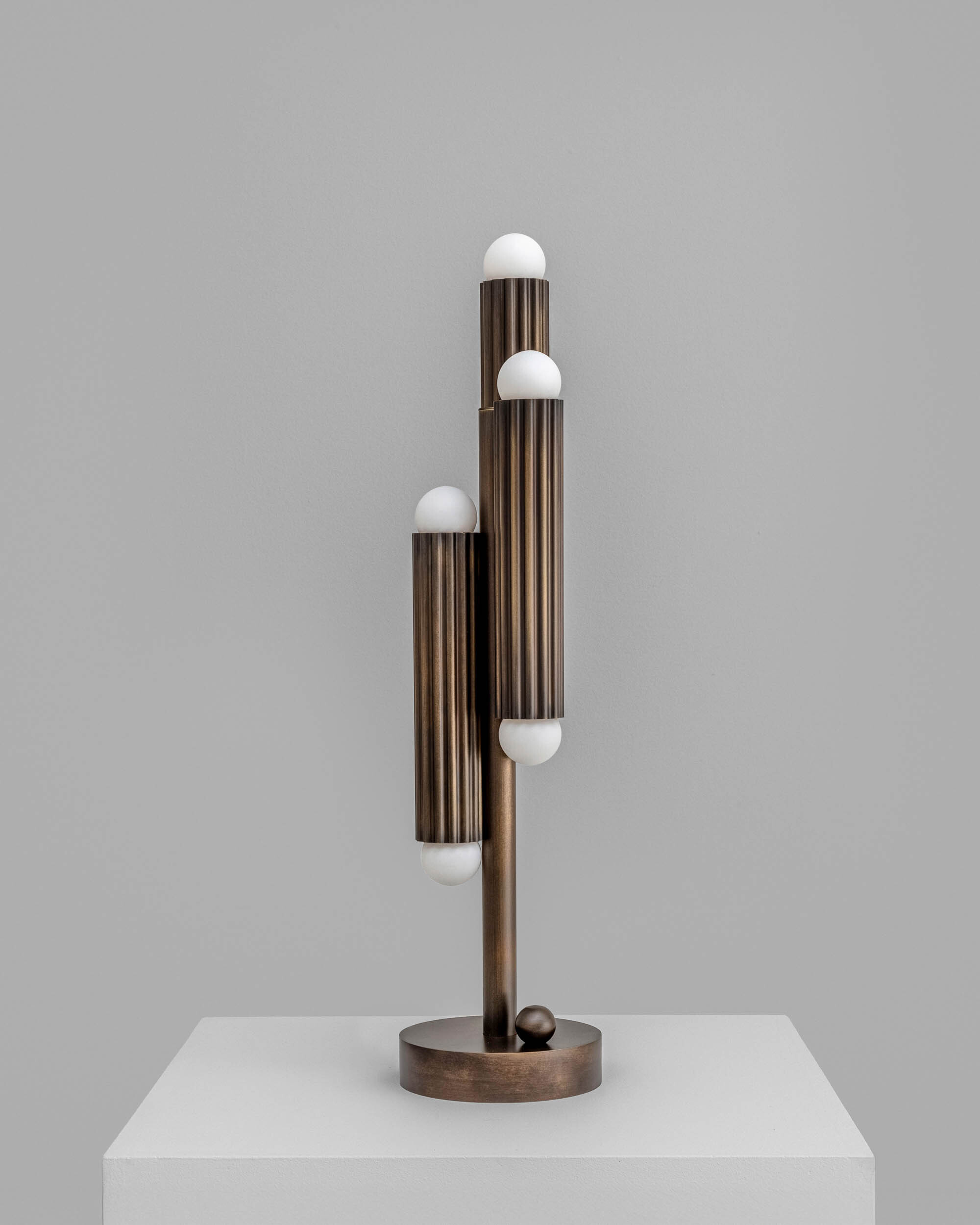 Vesta Table brass Table Lamp in Heritage Bronze finish handcrafted by Schwung