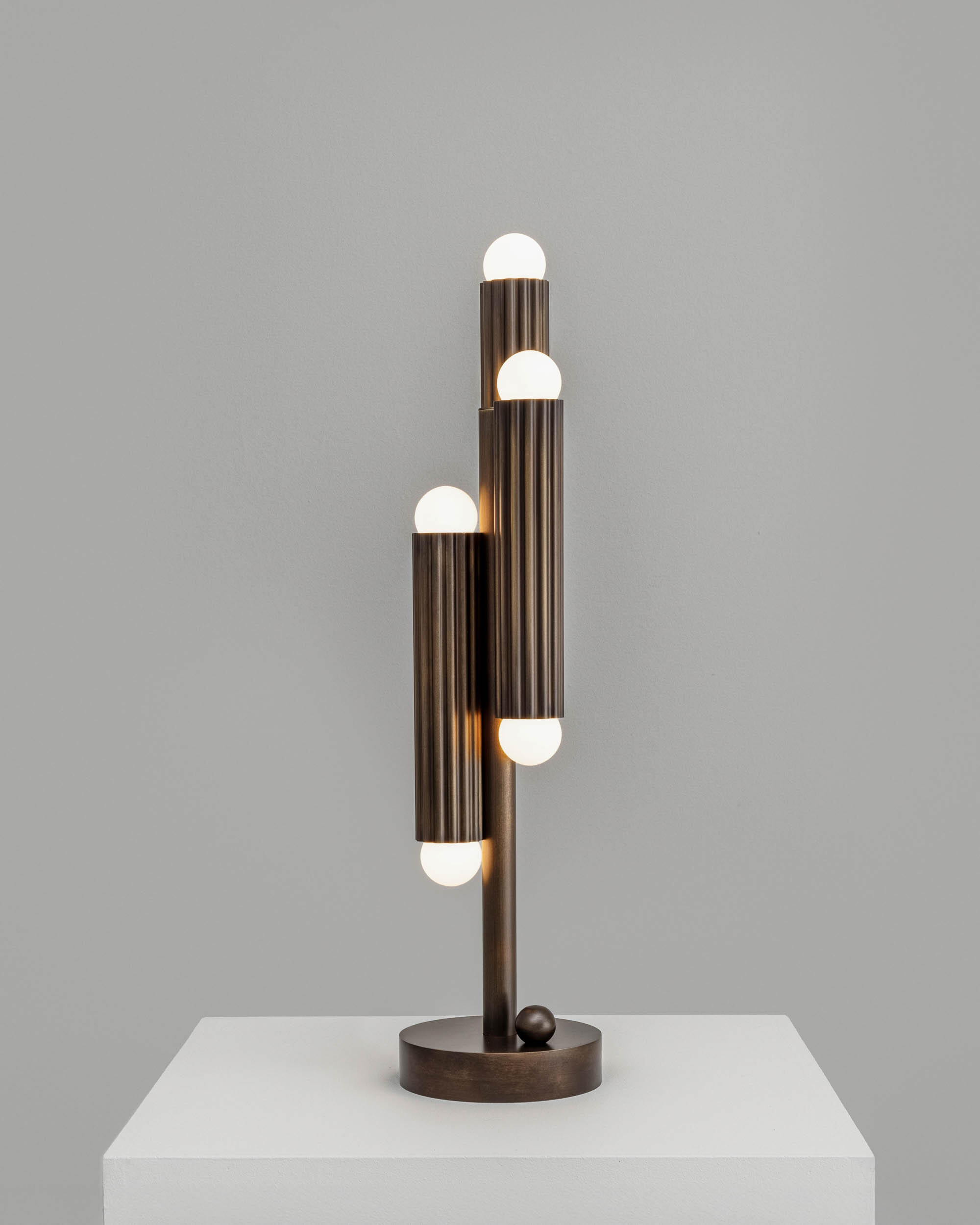Vesta Table brass Table Lamp in Heritage Bronze finish handcrafted by Schwung