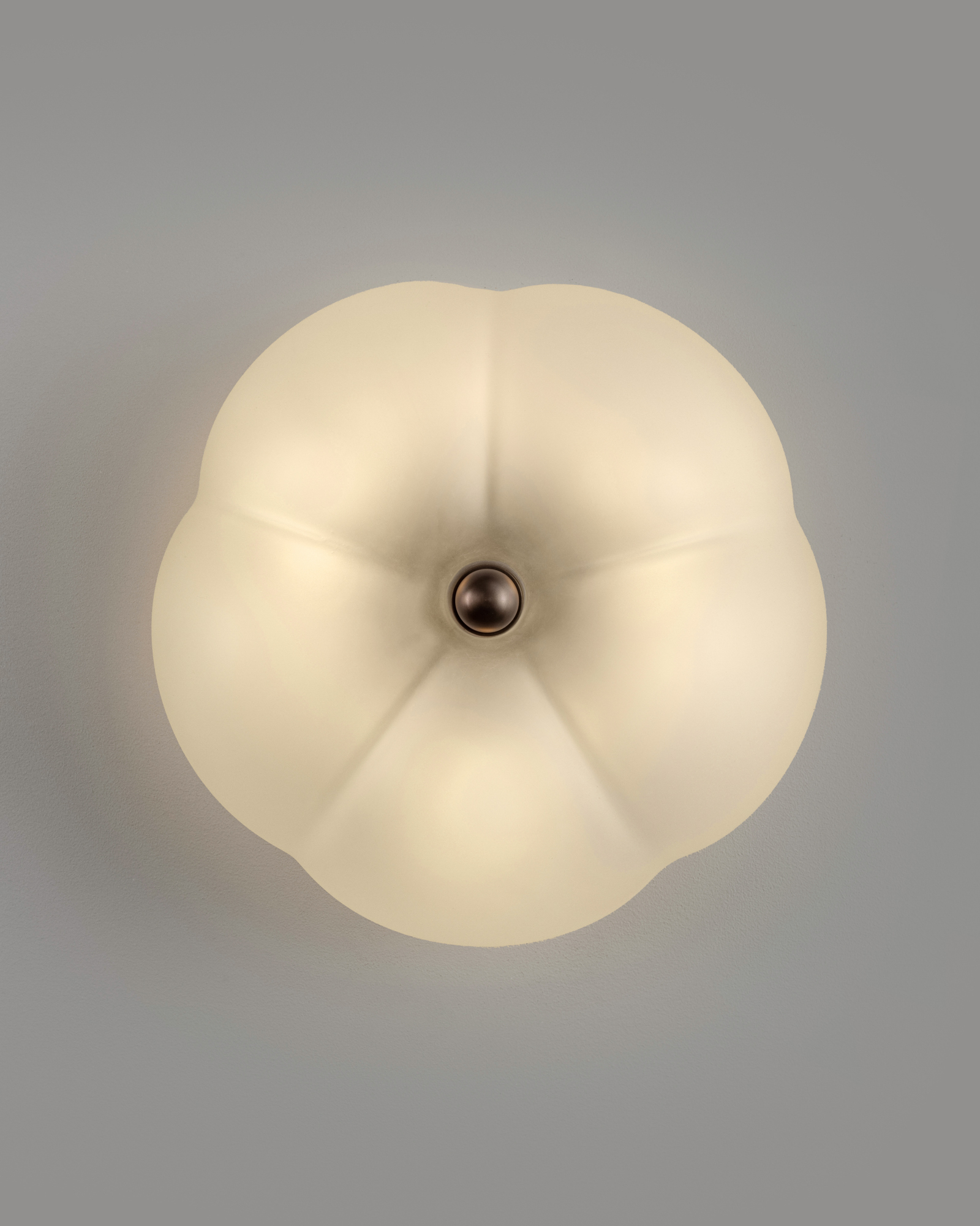 Hana MD brass and glass Wall Sconce/Flush Mount in Classic Bronze finish handcrafted by Schwung
