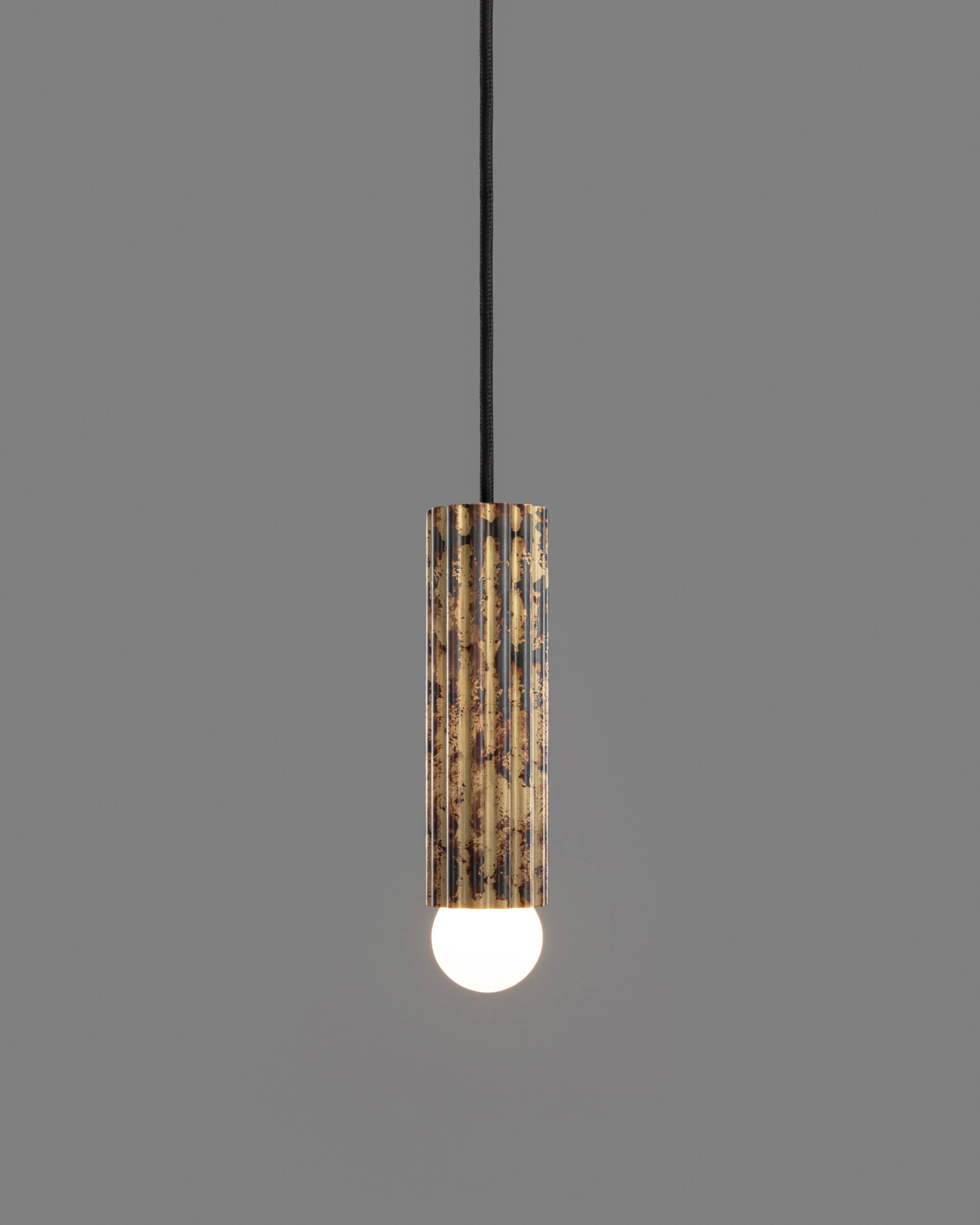 Vesta Single SM brass Pendant in shadowed gild finish handcrafted by Schwung