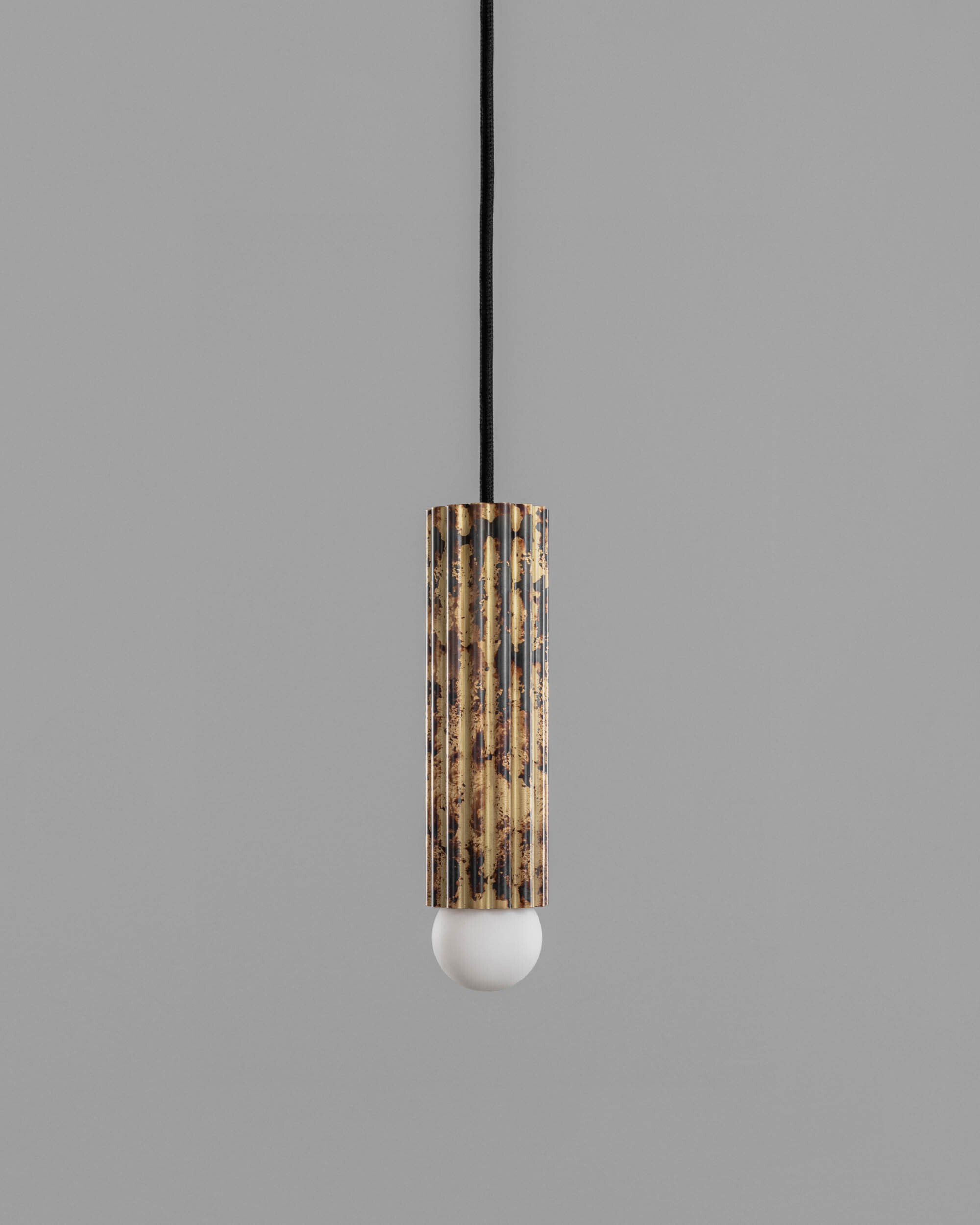 Vesta Single SM brass Pendant in shadowed gild finish handcrafted by Schwung