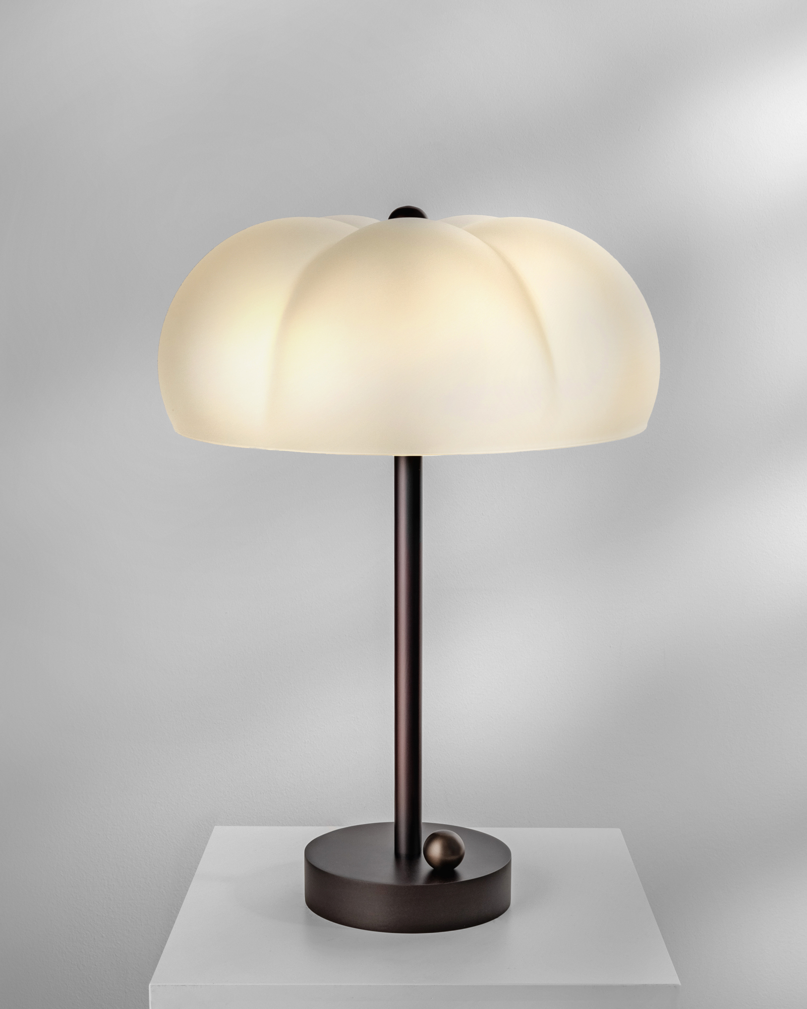 Hana MD brass and glass Table Lamp in Classic Bronze finish handcrafted by Schwung