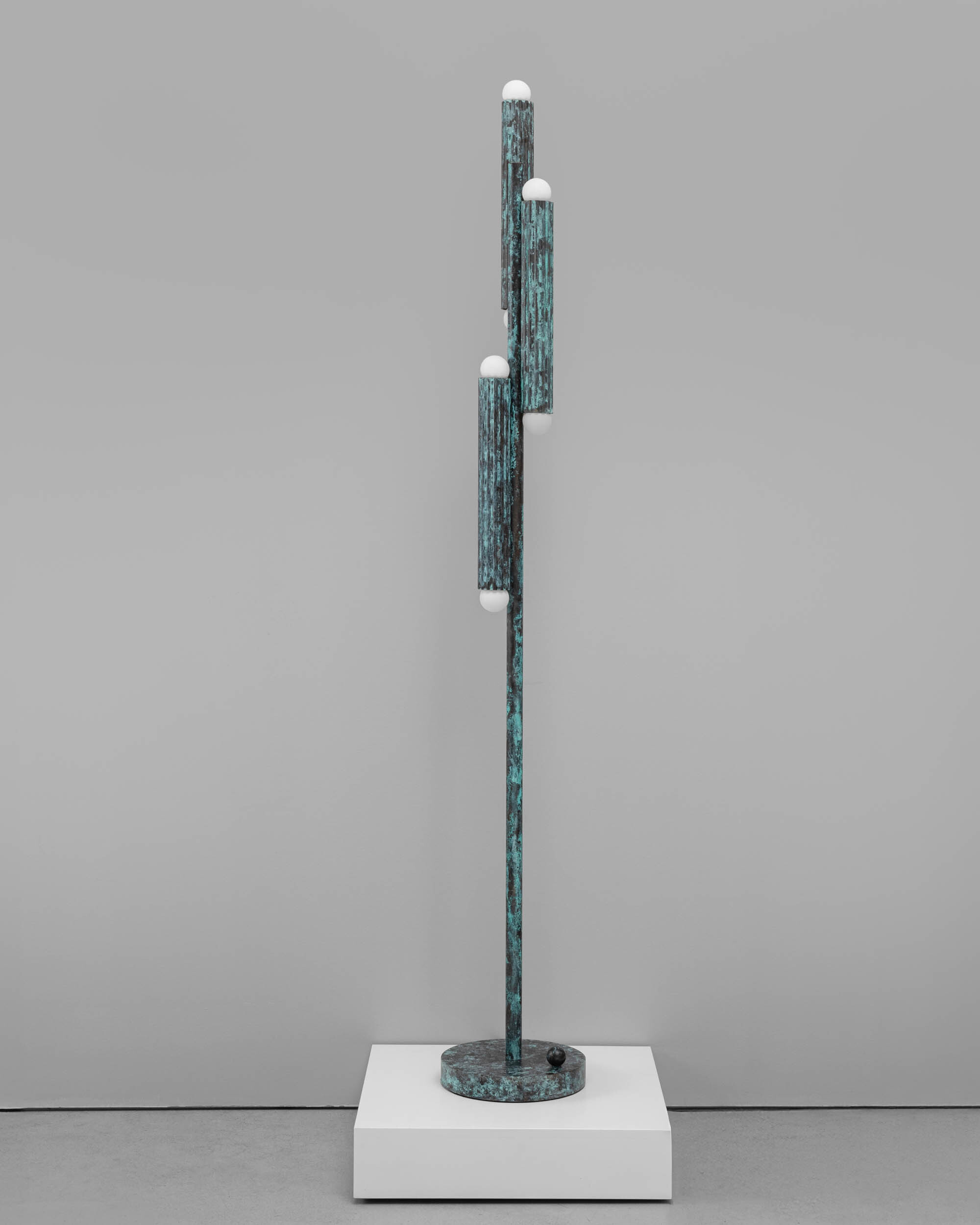 Vesta brass Floor Lamp in verdigris ash finish handcrafted by Schwung