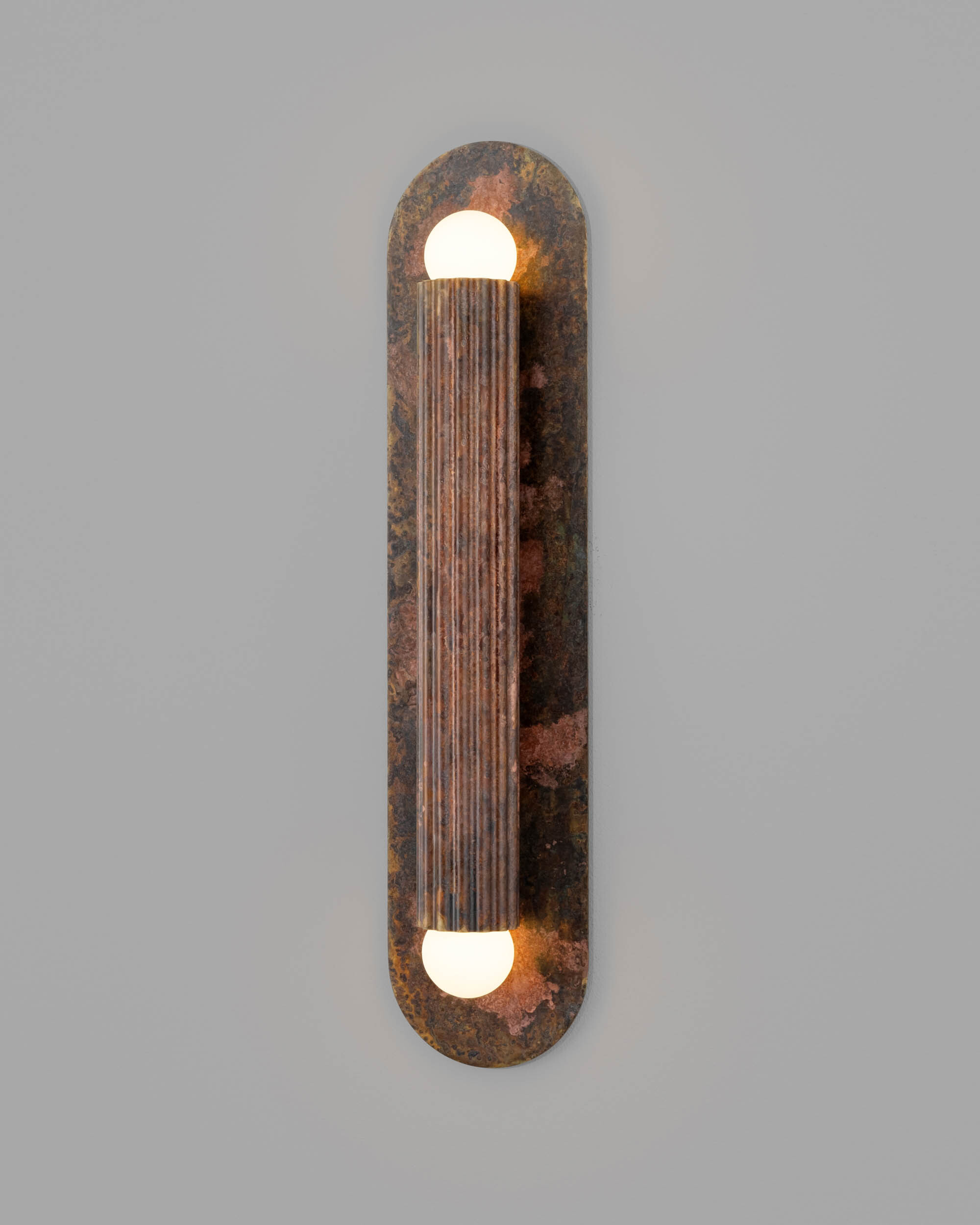 Vesta LG brass Wall Sconce/Flush Mount in rose ash  finish handcrafted by Schwung