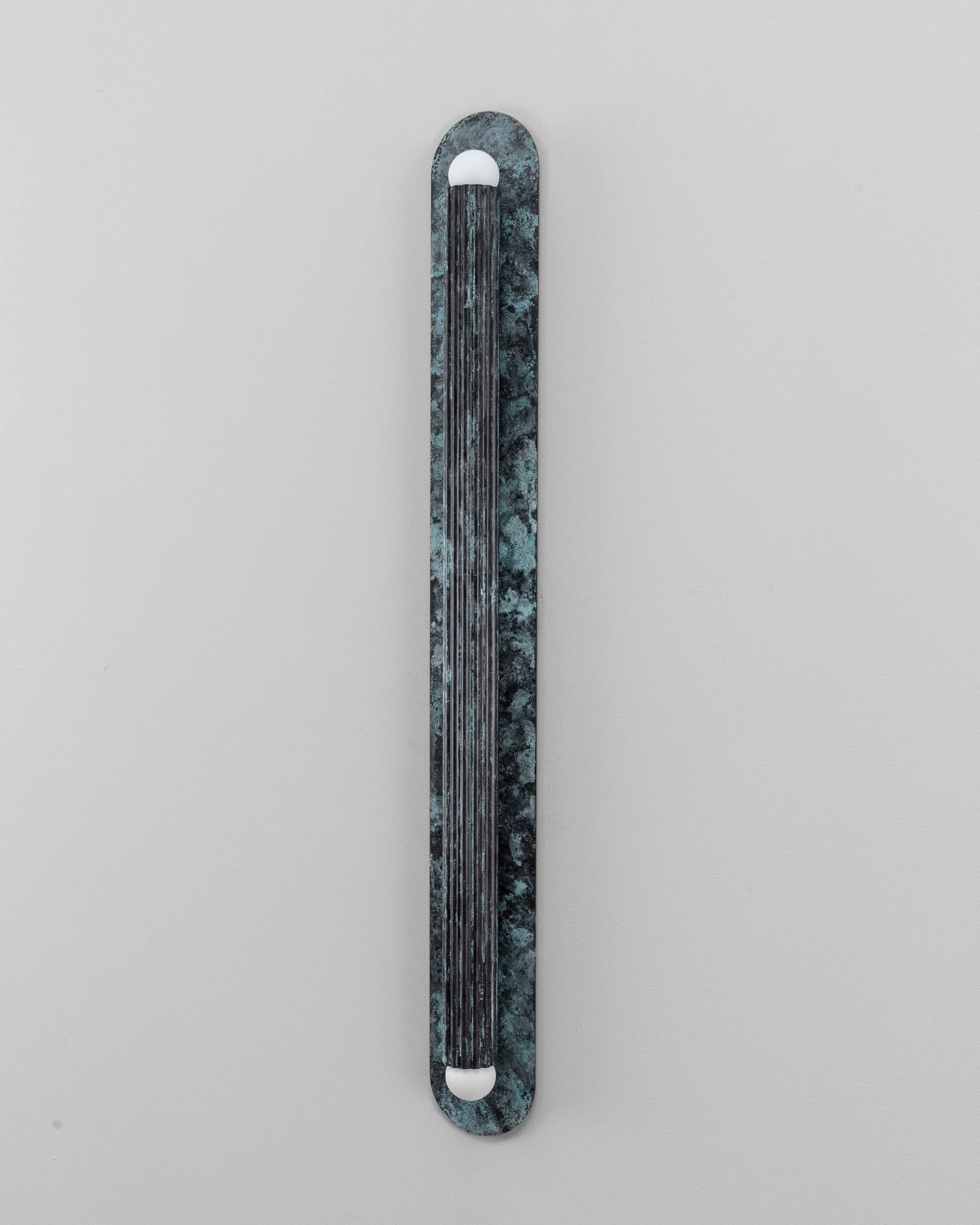 Vesta XLG brass Wall Sconce/Flush Mount in verdigris ash finish handcrafted by Schwung