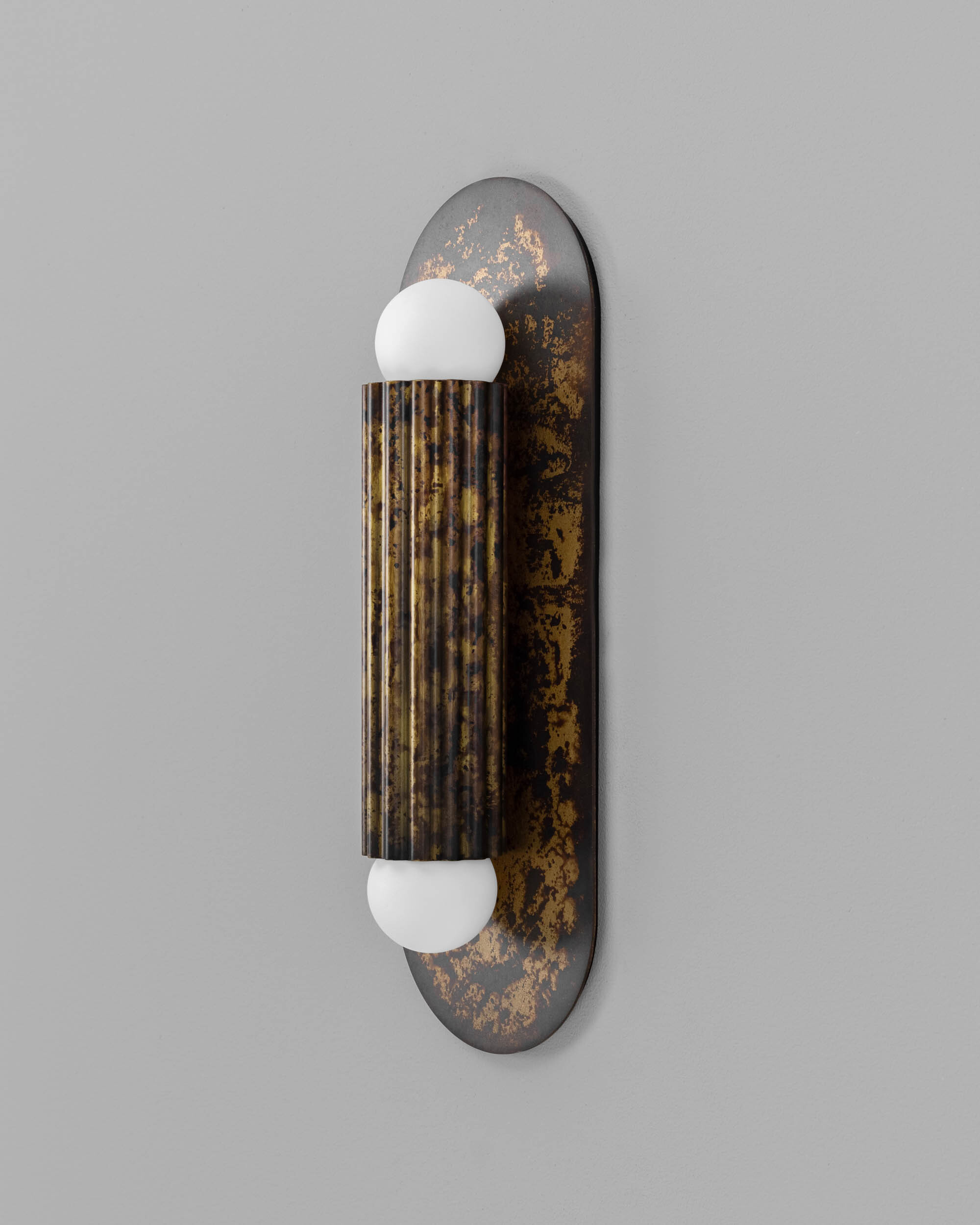 Vesta SM brass Wall Sconce/Flush Mount in shadowed gild  finish handcrafted by Schwung